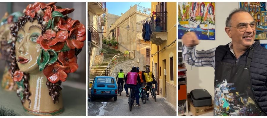E-bike journey through villages and encounters with local artists in Sicily